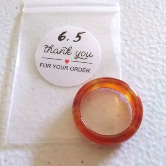 Orange Flame ~ Banded Agate Stone Ring Size 6.5 ~ Friendship Ring ~ Stack Rings - Picture 9 of 10